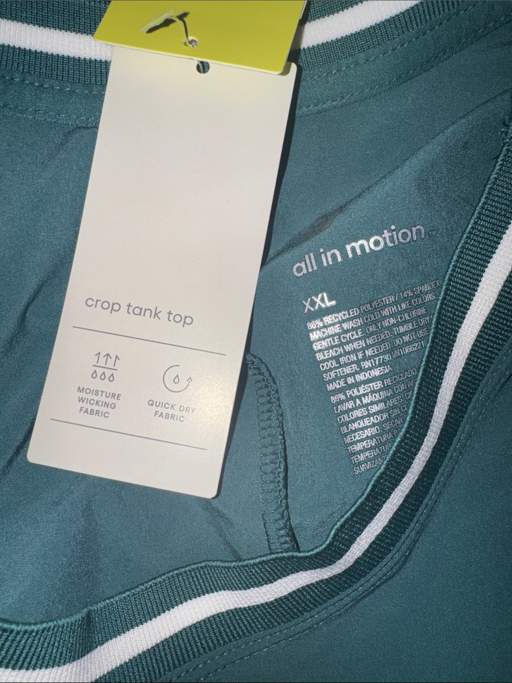 all in motion Teal Athletic Tank with White Trim - Picture 4 of 4